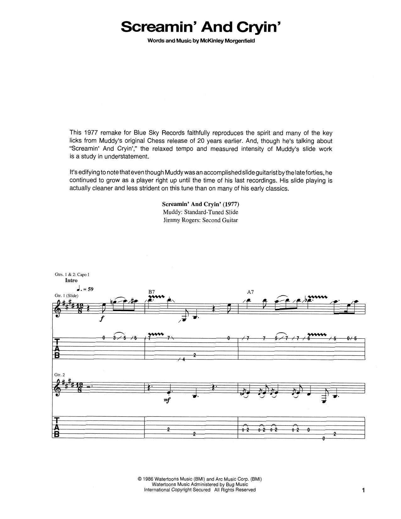 Download Muddy Waters Screamin' And Cryin' Sheet Music