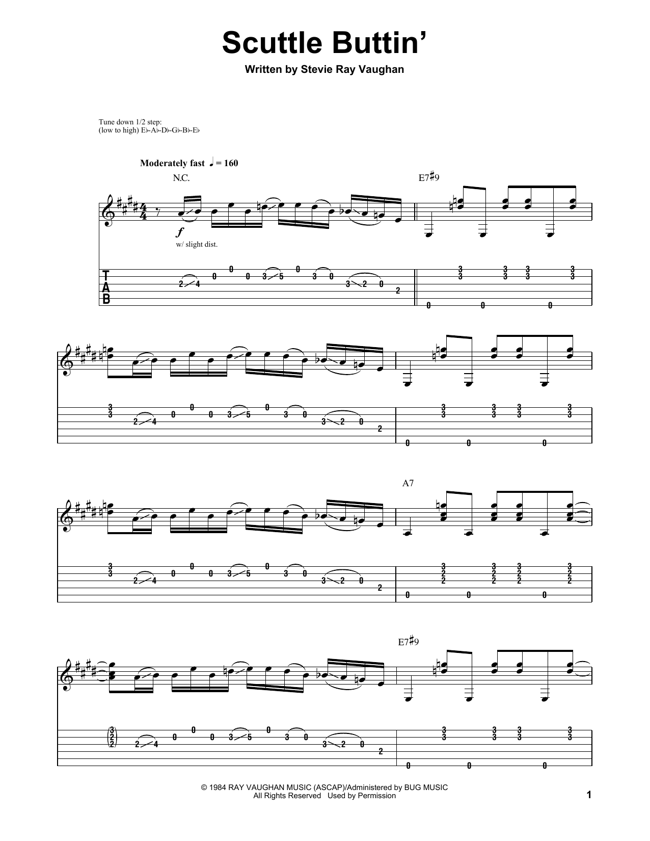 Download Stevie Ray Vaughan Scuttle Buttin' Sheet Music