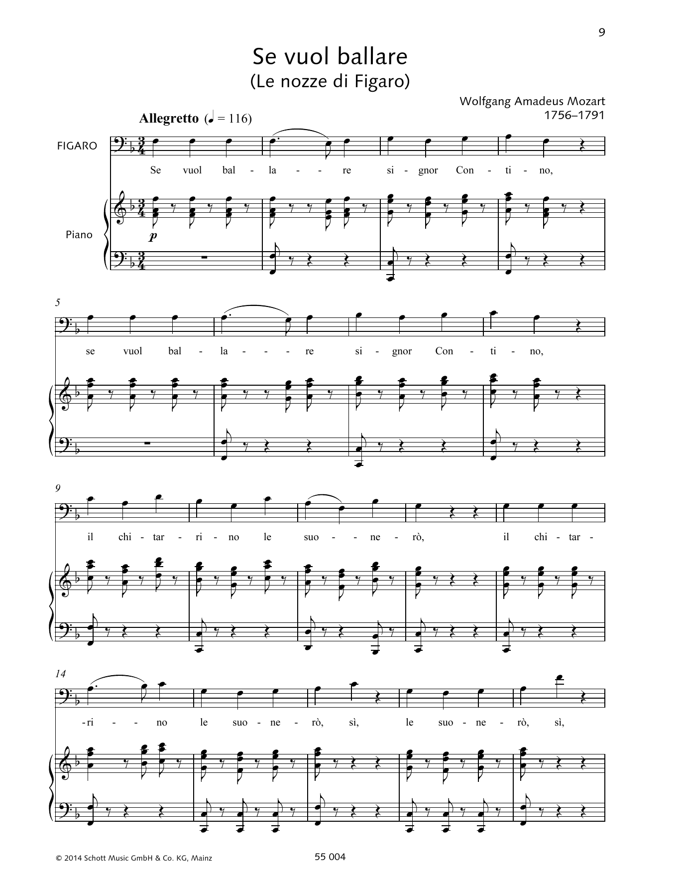 Download Wolfgang Amadeus Mozart Se vuol ballare Sheet Music