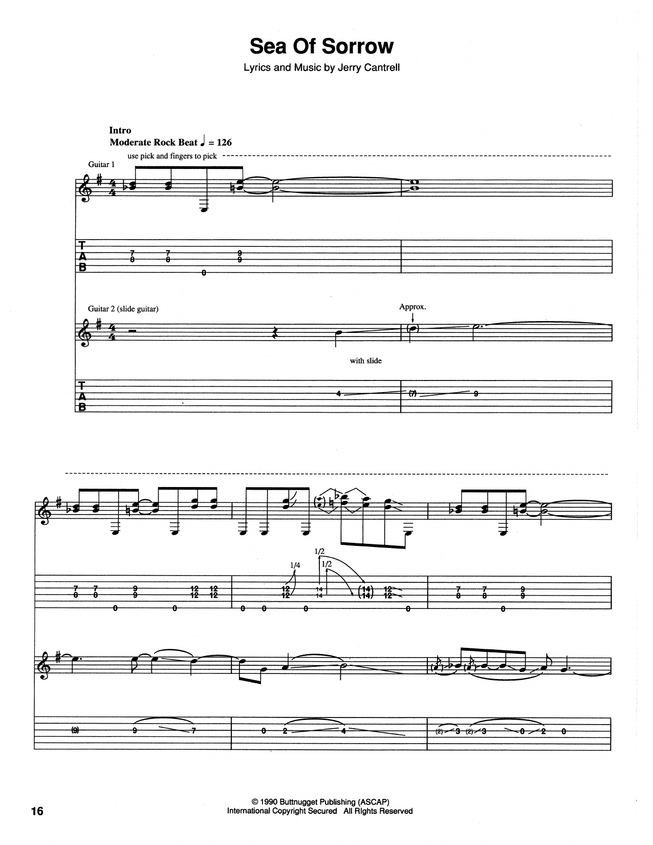 Download Alice In Chains Sea Of Sorrow Sheet Music