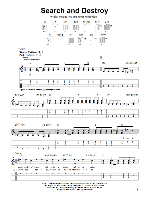 Download The Stooges Search And Destroy Sheet Music