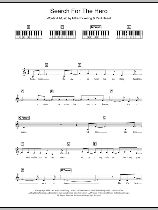 Download M People Search For The Hero Sheet Music