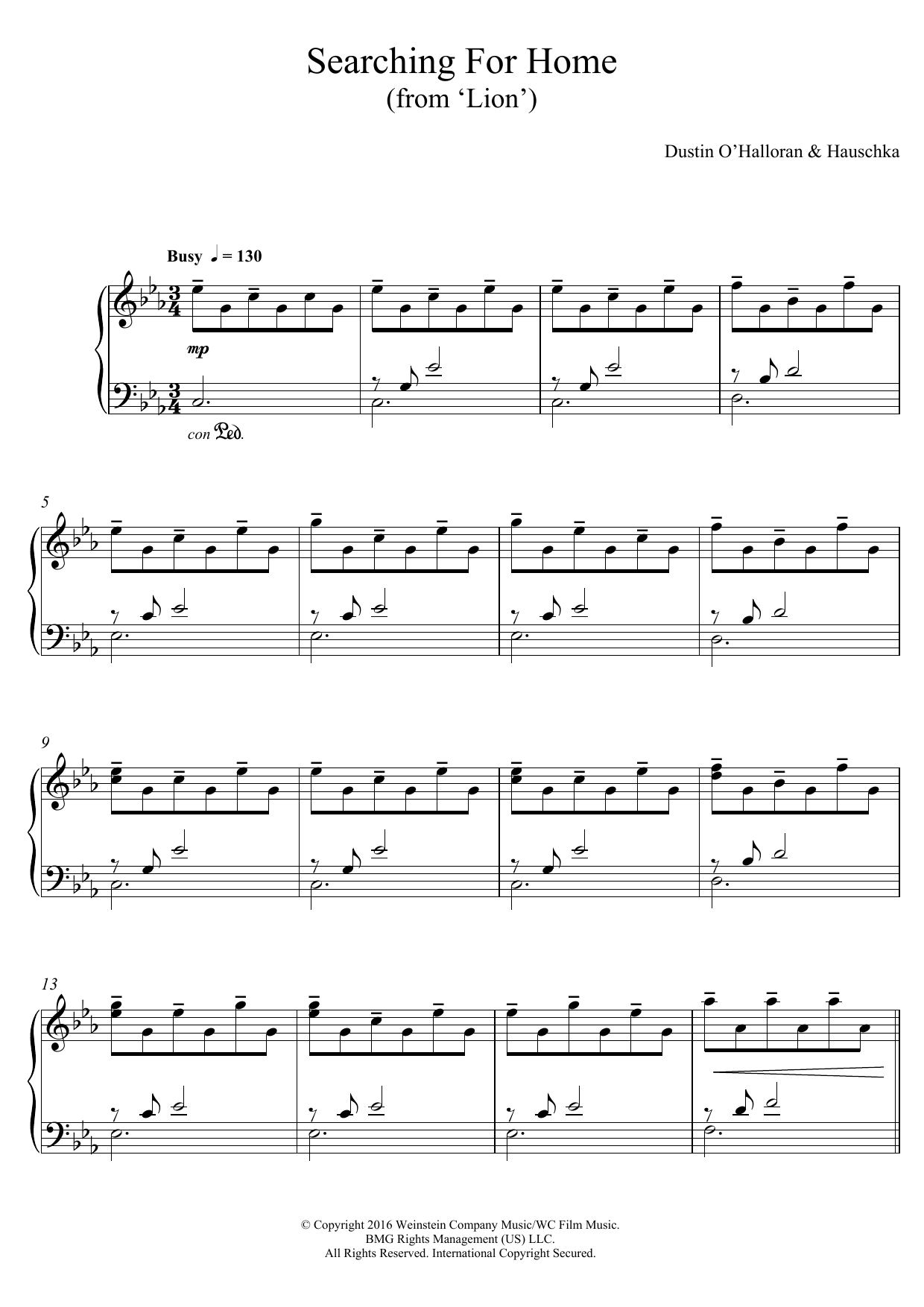 Download Dustin O'Halloran & Hauschka Searching for Home (from 'Lion') Sheet Music