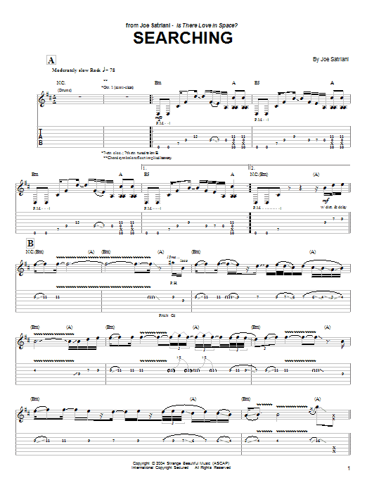 Download Joe Satriani Searching Sheet Music