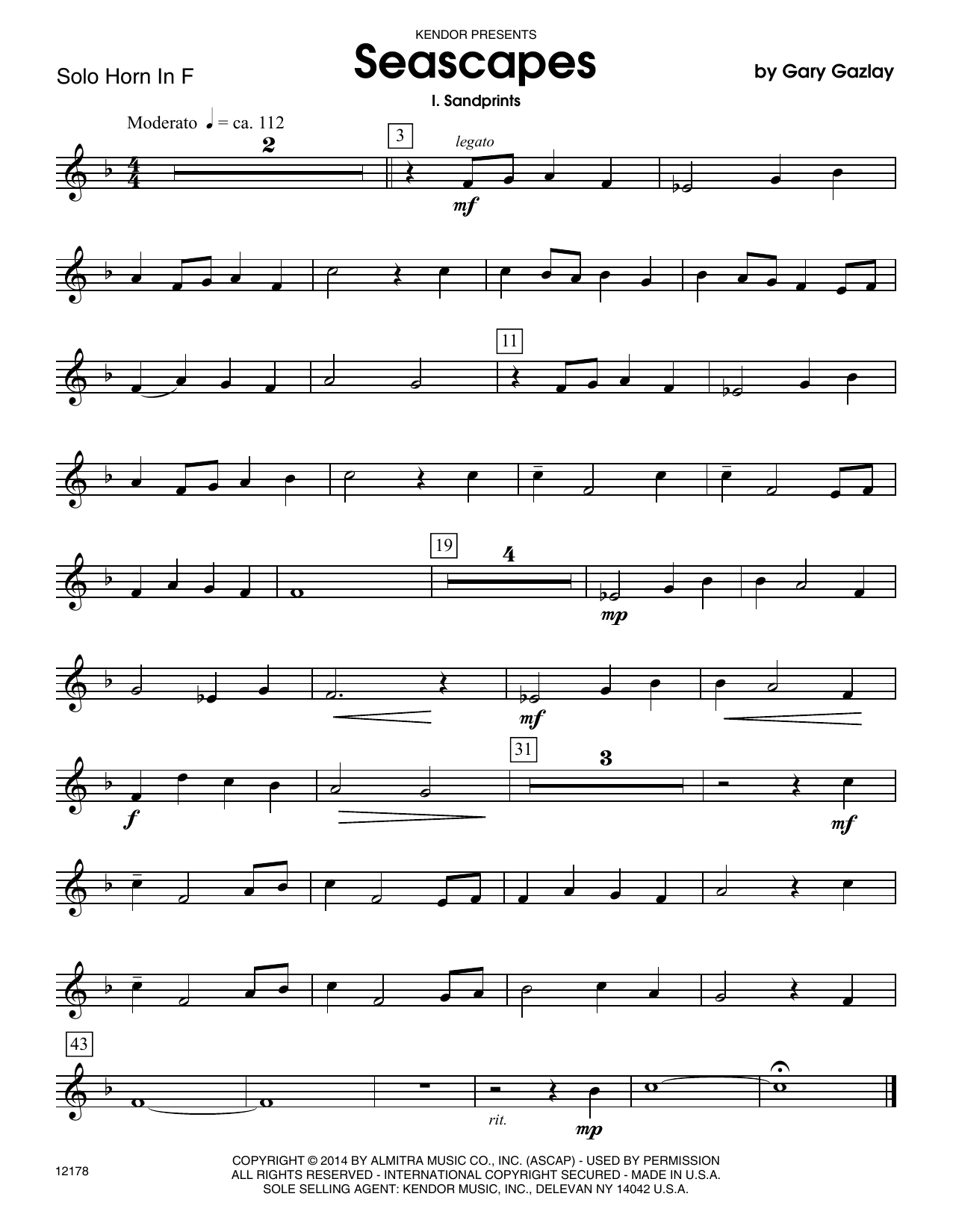 Download Gary Gazlay Seascapes - Solo F Horn Sheet Music
