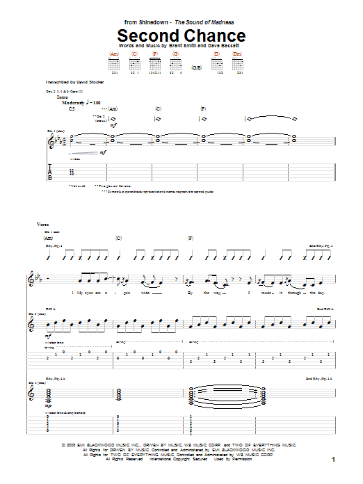 Download Shinedown Second Chance Sheet Music
