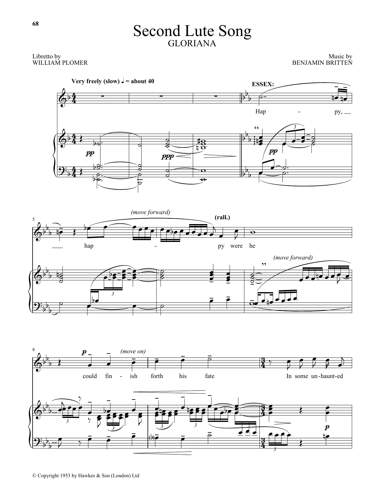 Download Benjamin Britten Second Lute Song (from Gloriana) Sheet Music