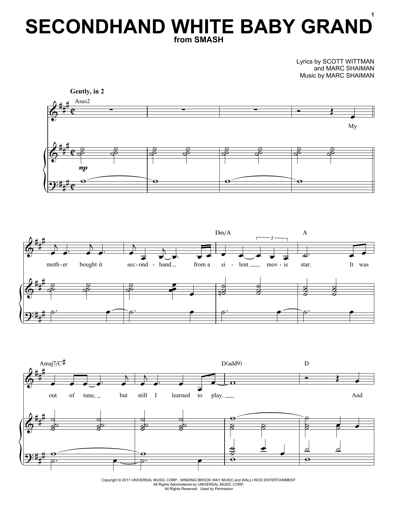 Download Megan Hilty Secondhand White Baby Grand (from Smash Sheet Music