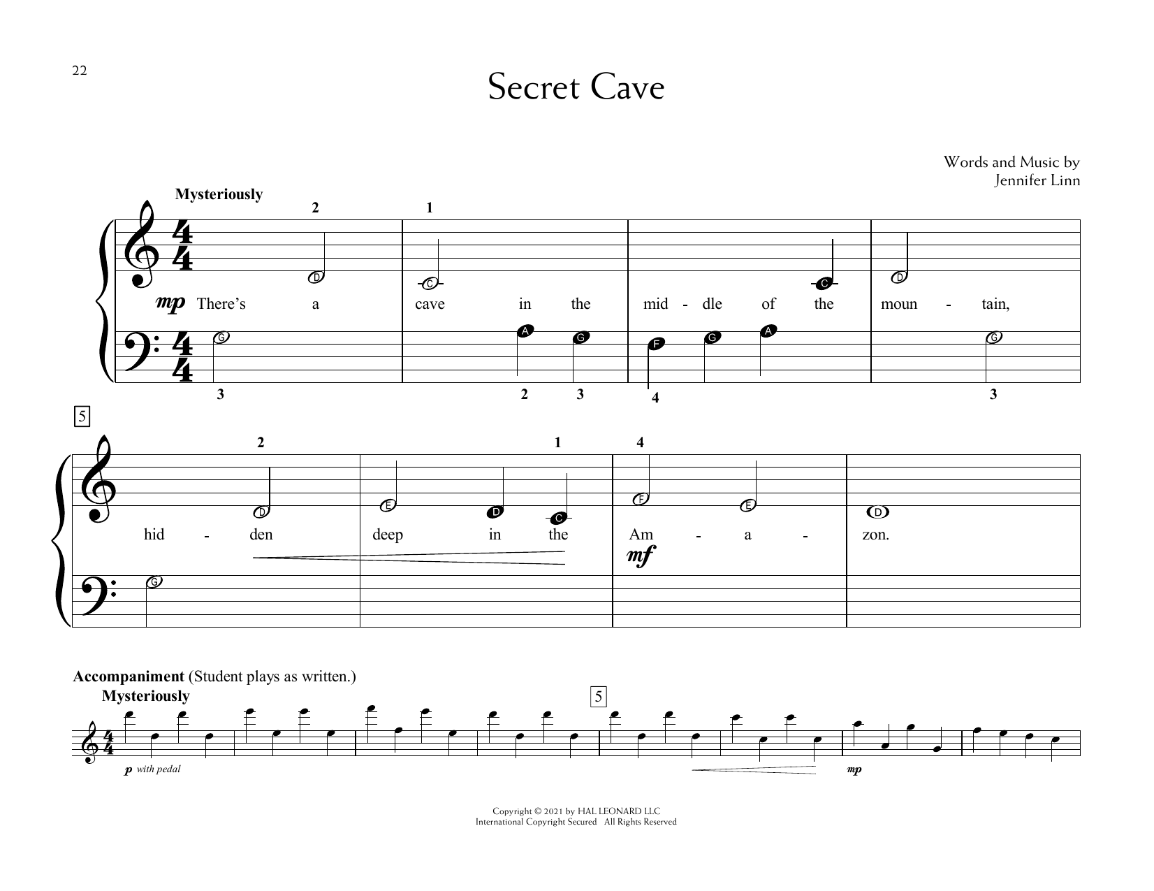 Download Jennifer Linn Secret Cave Sheet Music