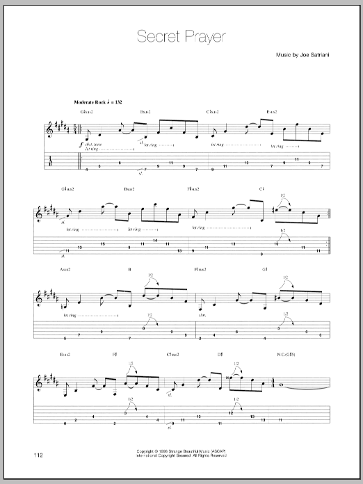Download Joe Satriani Secret Prayer Sheet Music