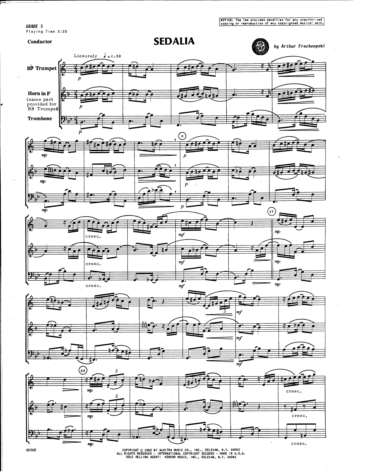 Download Arthur Frackenpohl Sedalia - Full Score Sheet Music