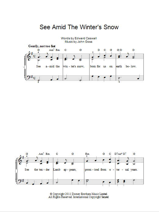 Download Edward Caswall See Amid The Winter's Snow Sheet Music