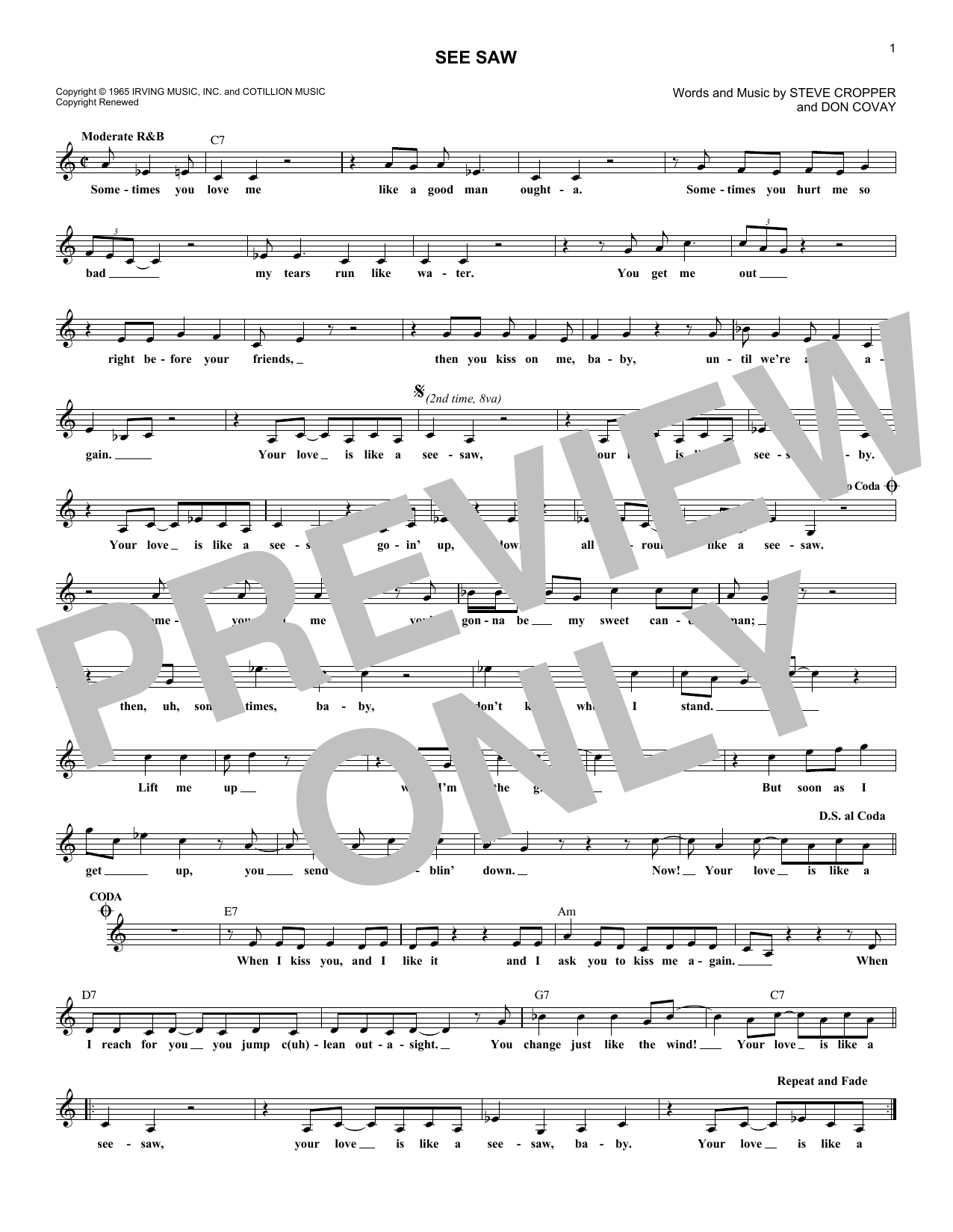 Download Aretha Franklin See Saw Sheet Music