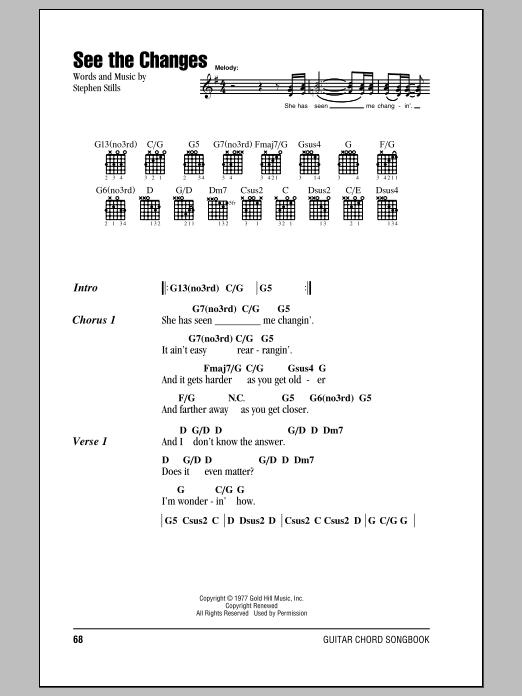 Download Crosby, Stills & Nash See The Changes Sheet Music