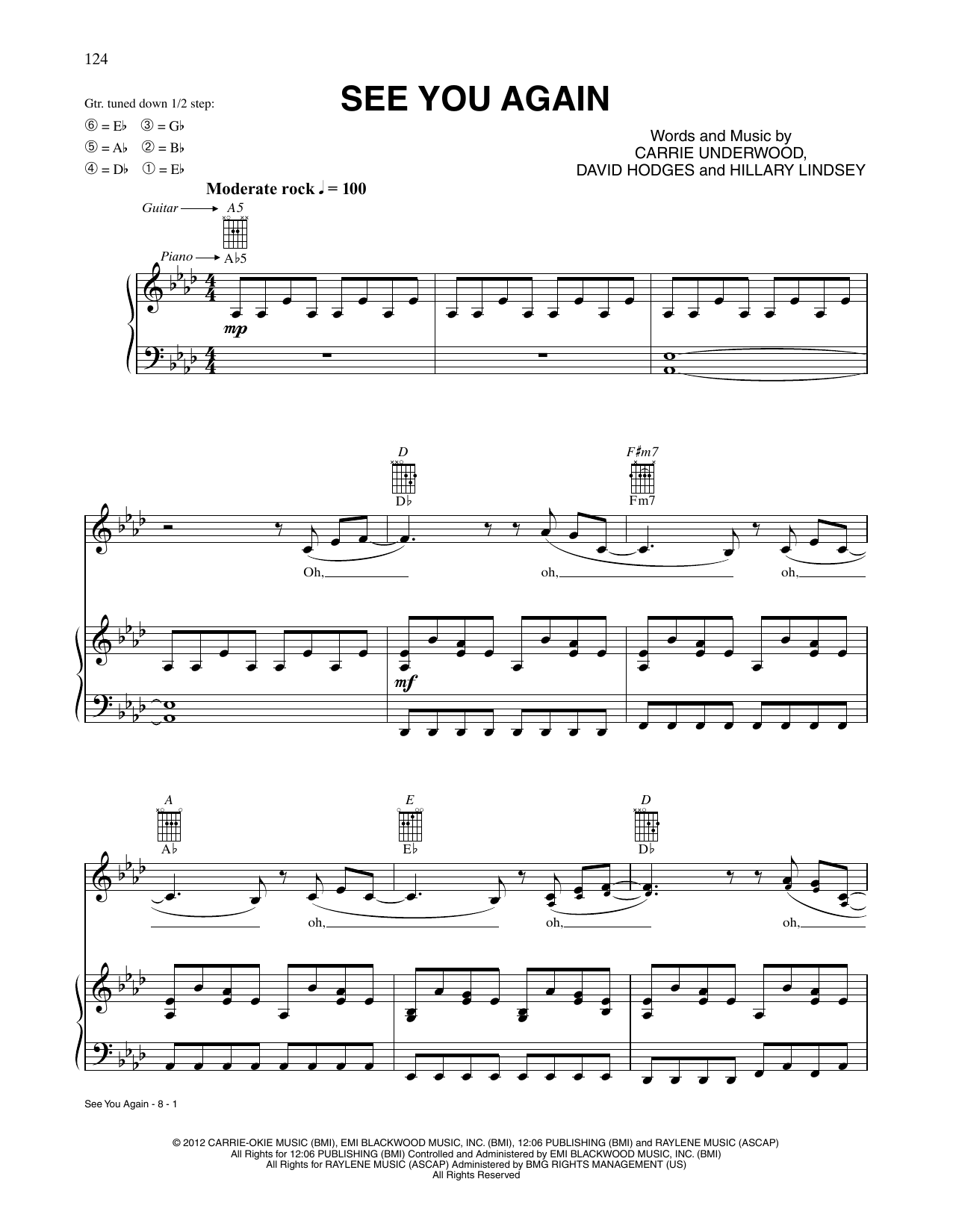 Download Carrie Underwood See You Again Sheet Music