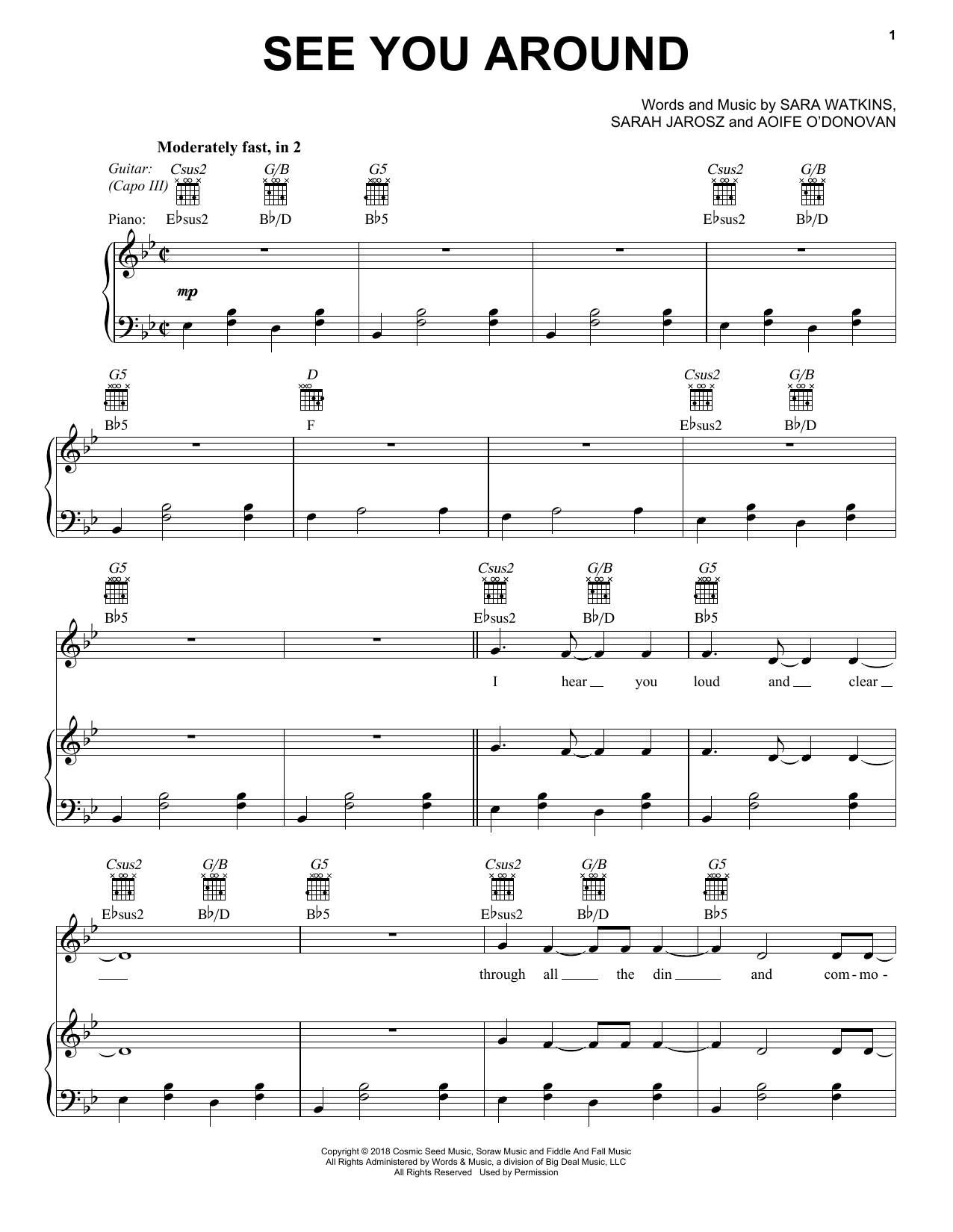 Download I'm With Her See You Around Sheet Music