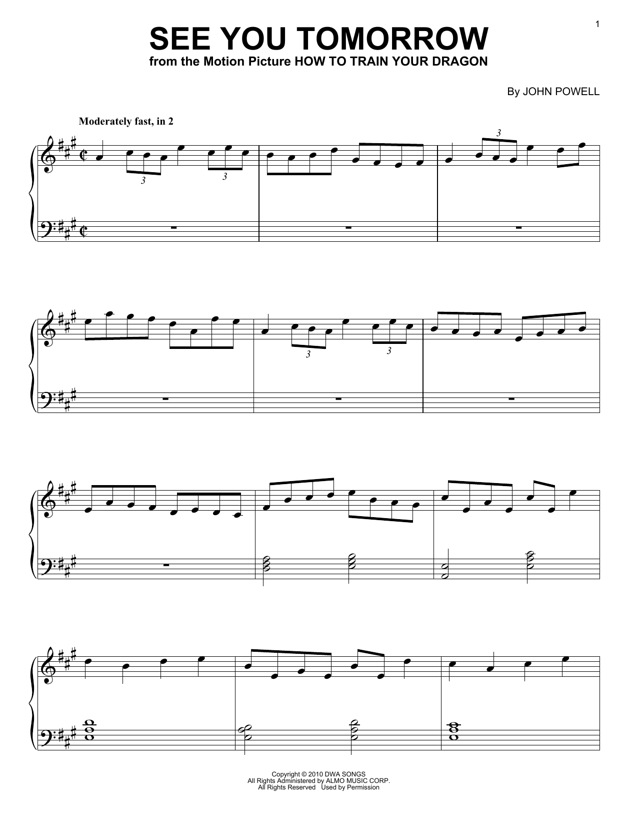 Download John Powell See You Tomorrow (from How to Train You Sheet Music