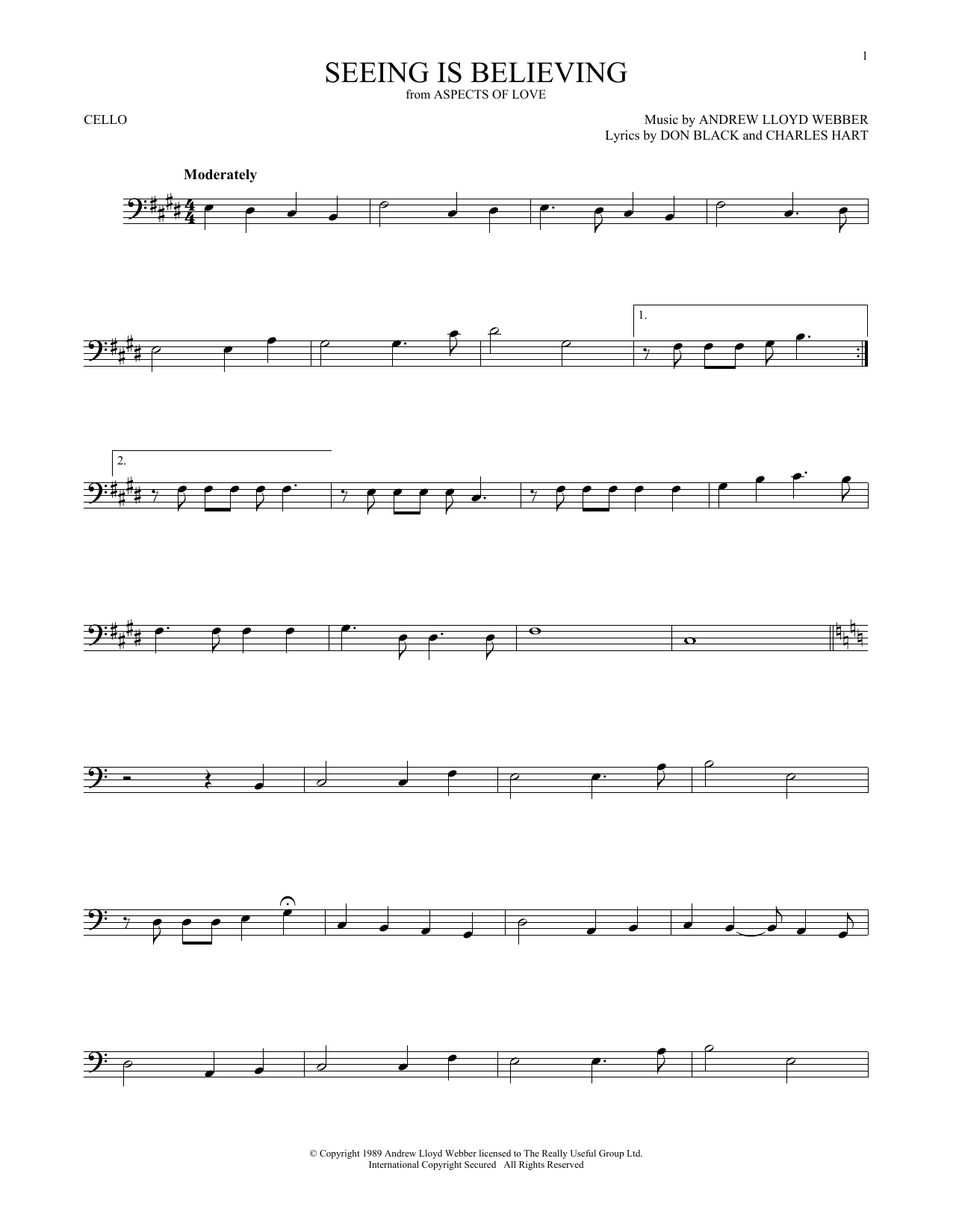 Download Andrew Lloyd Webber Seeing Is Believing (from Aspects of Lo Sheet Music