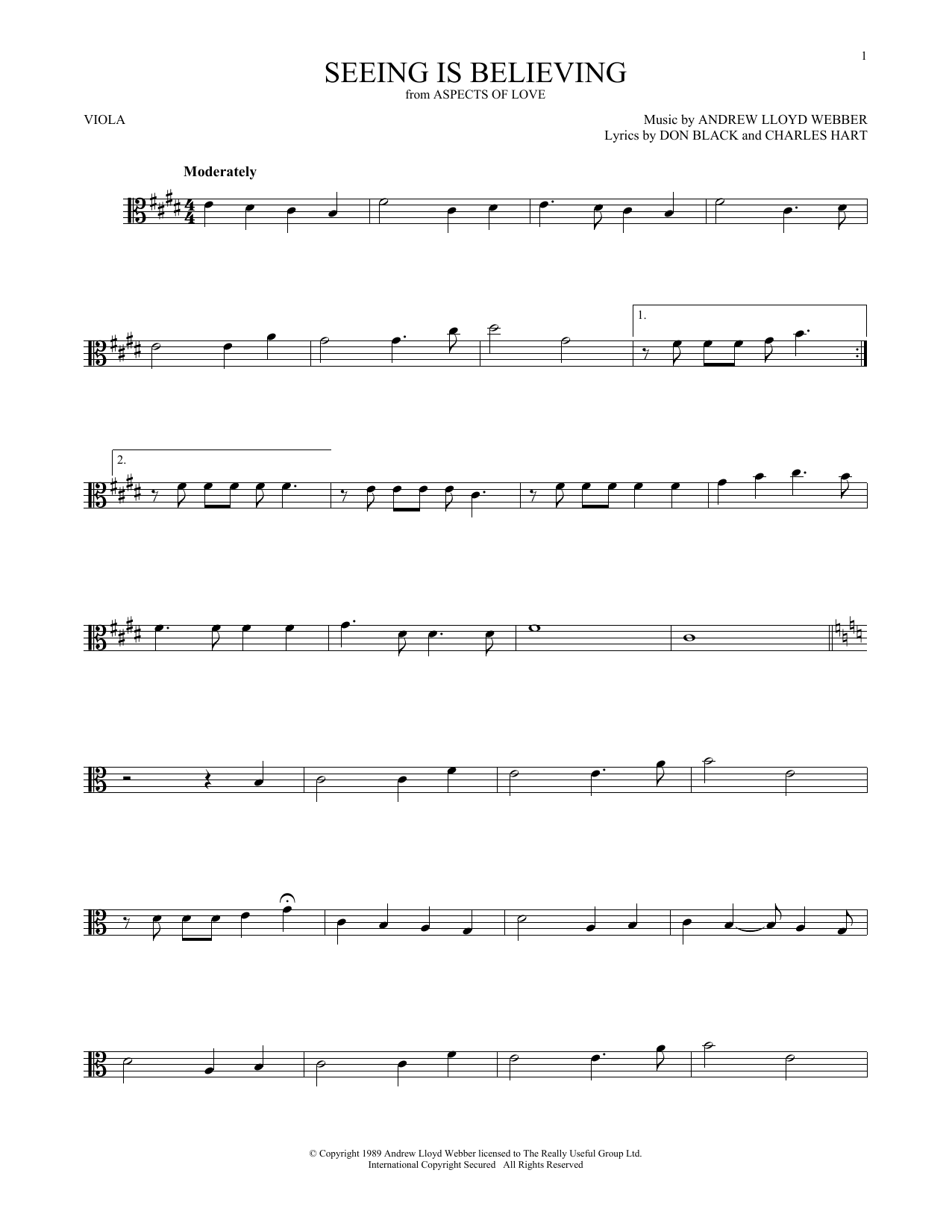 Download Andrew Lloyd Webber Seeing Is Believing (from Aspects of Lo Sheet Music