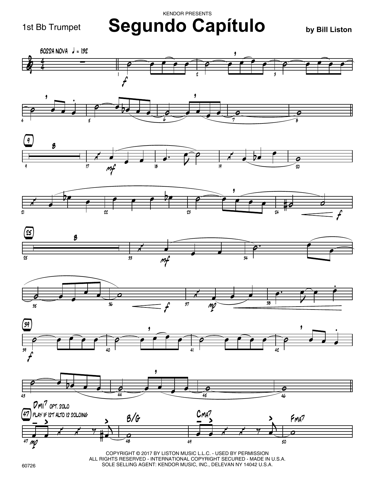 Download Bill Liston Segundo Capitulo - 1st Bb Trumpet Sheet Music