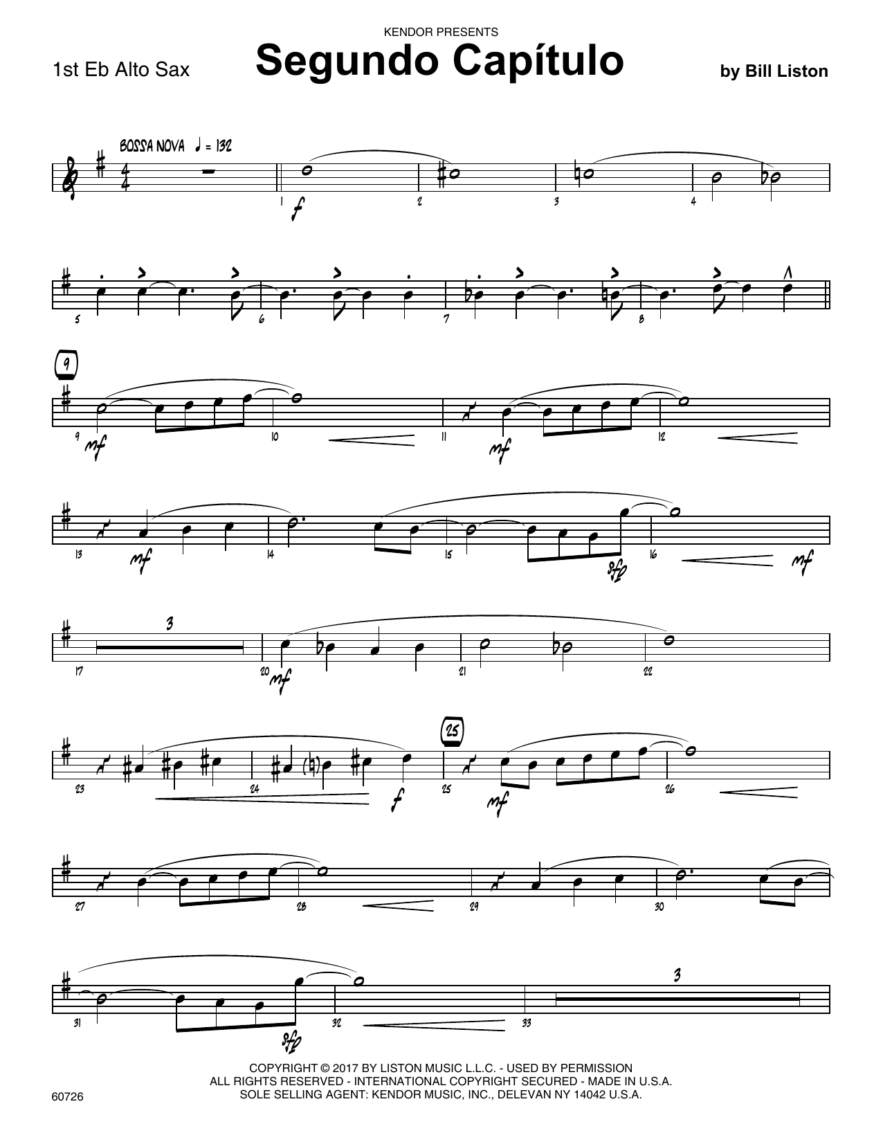Download Bill Liston Segundo Capitulo - 1st Eb Alto Saxophon Sheet Music