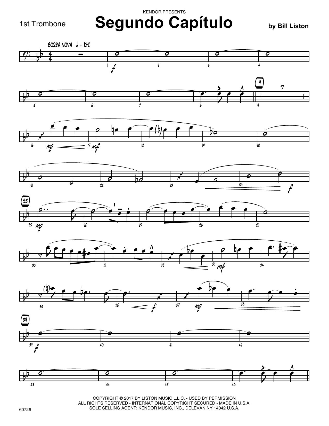 Download Bill Liston Segundo Capitulo - 1st Trombone Sheet Music
