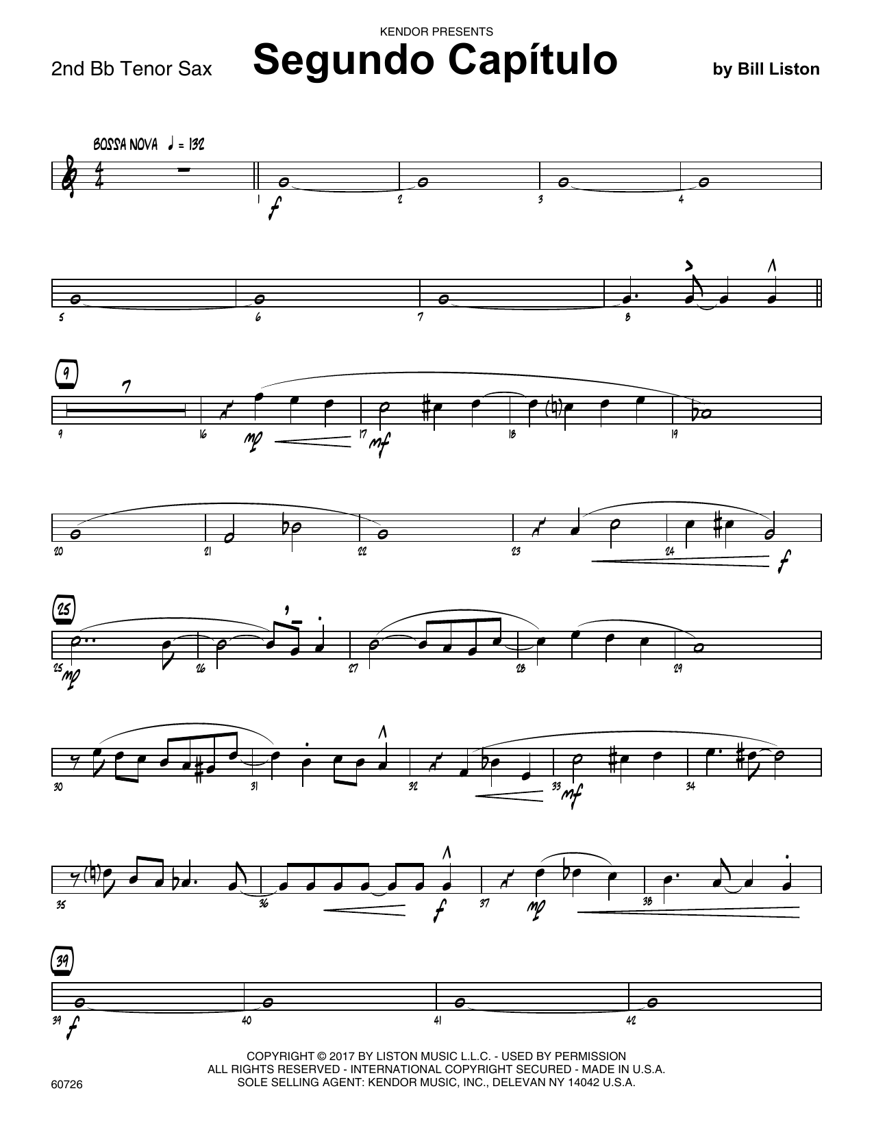 Download Bill Liston Segundo Capitulo - 2nd Bb Tenor Saxopho Sheet Music
