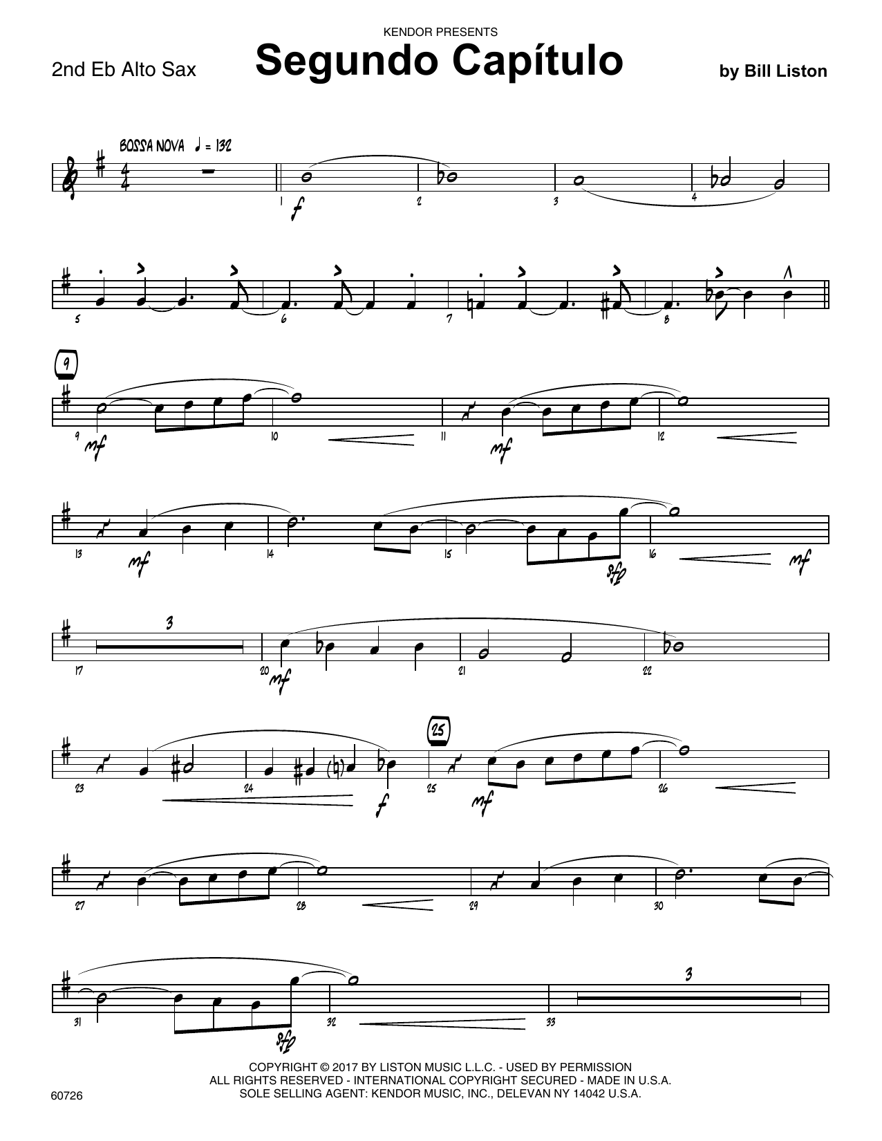 Download Bill Liston Segundo Capitulo - 2nd Eb Alto Saxophon Sheet Music