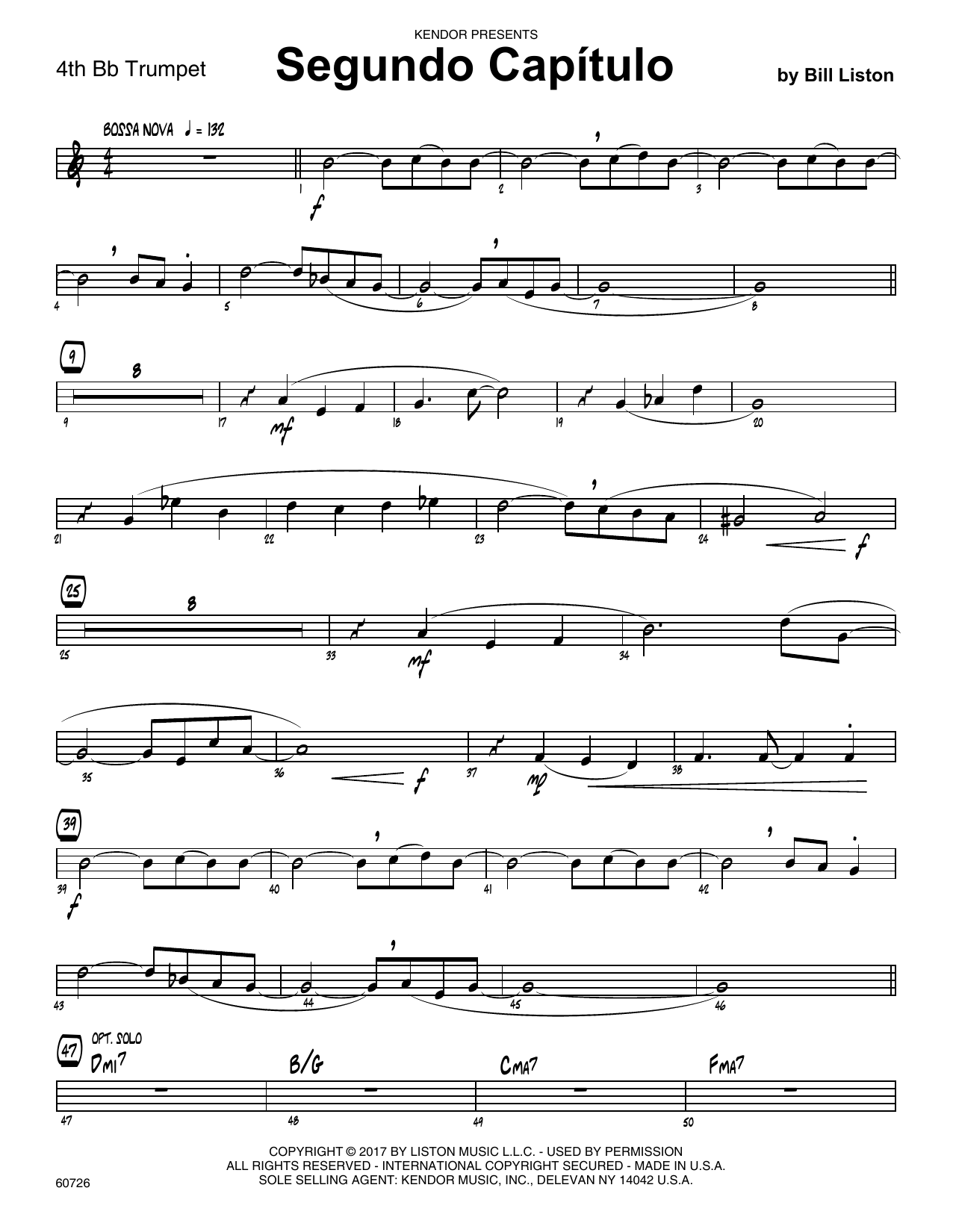 Download Bill Liston Segundo Capitulo - 4th Bb Trumpet Sheet Music