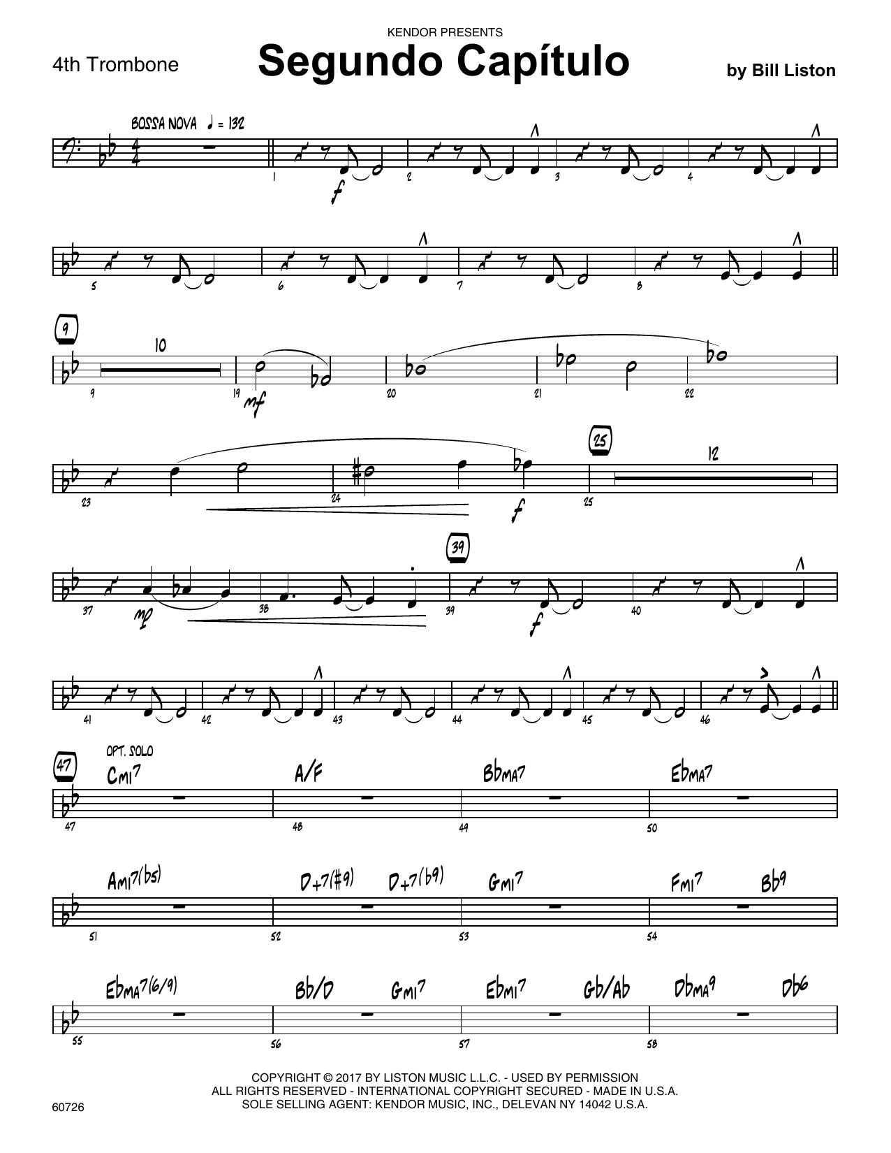Download Bill Liston Segundo Capitulo - 4th Trombone Sheet Music