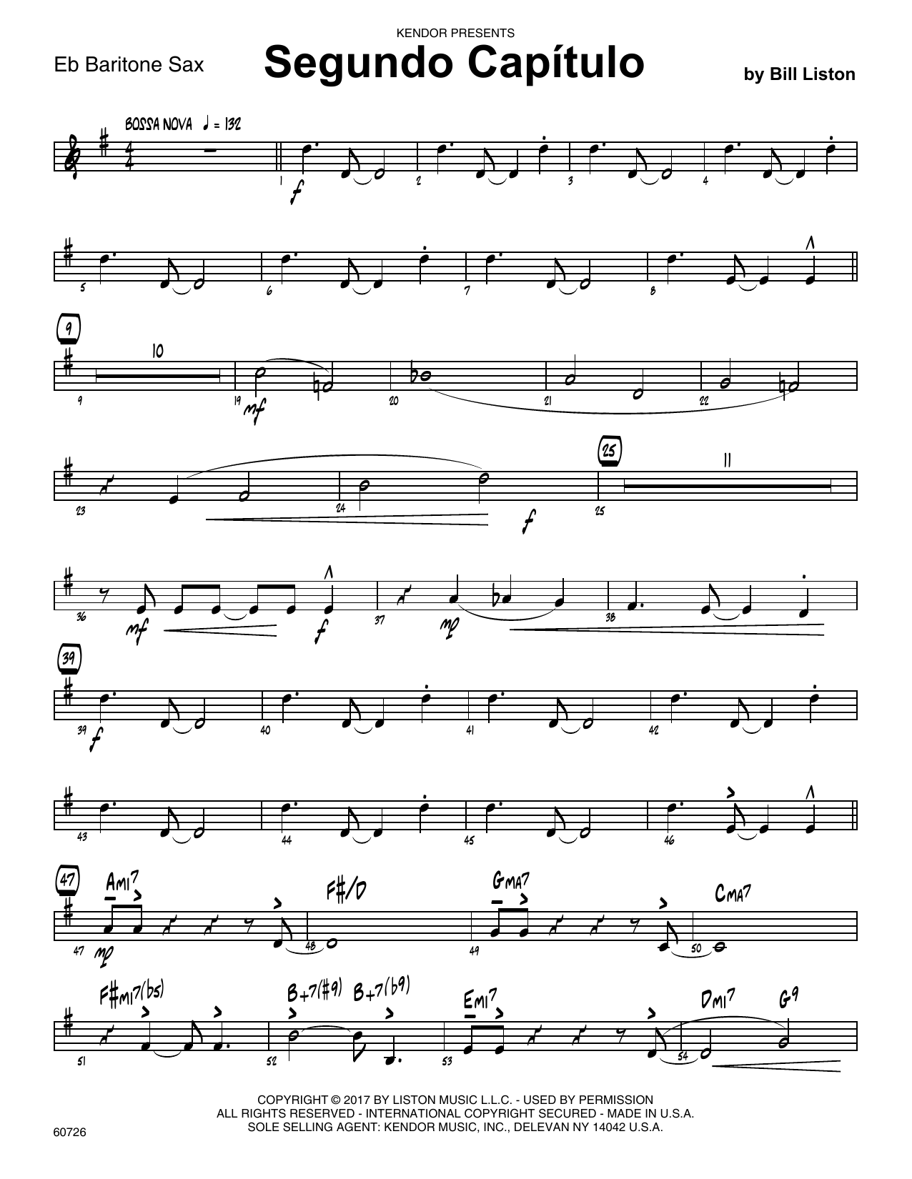 Download Bill Liston Segundo Capitulo - Eb Baritone Saxophon Sheet Music