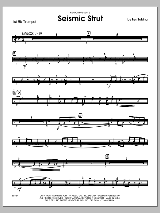 Download Les Sabina Seismic Strut - 1st Bb Trumpet Sheet Music