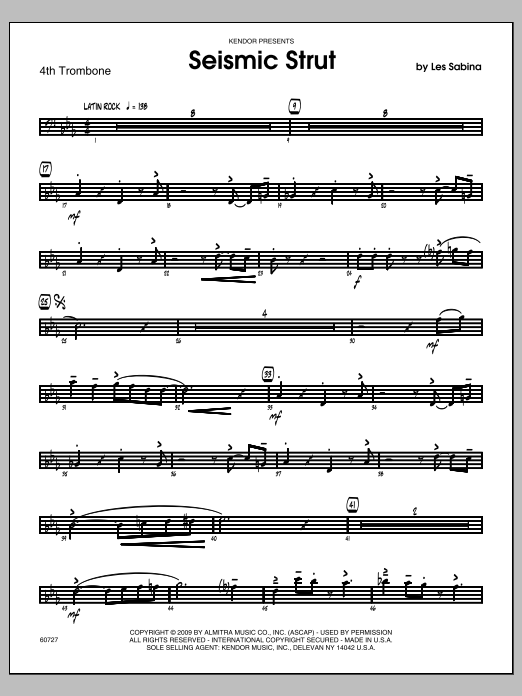 Download Les Sabina Seismic Strut - Trombone 4 Sheet Music