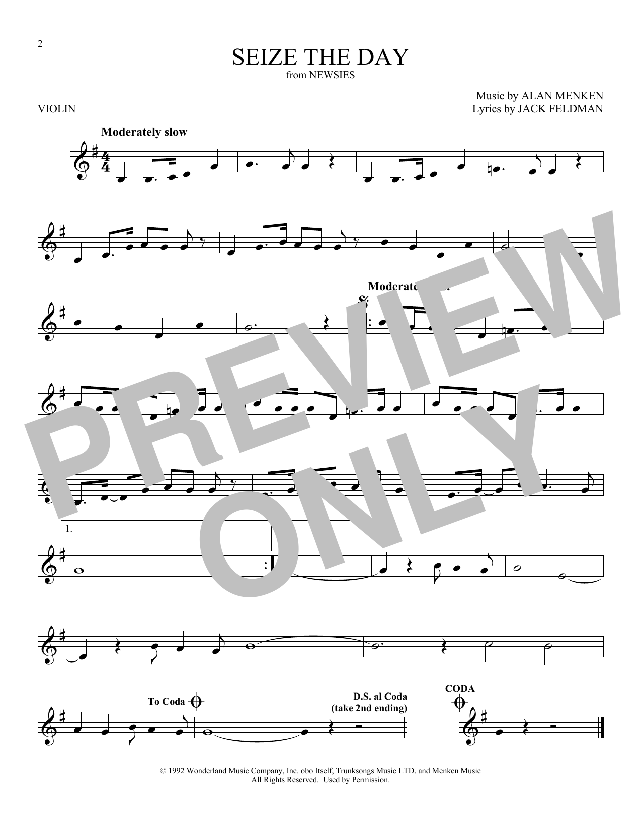 Download Alan Menken Seize The Day (from Newsies) Sheet Music
