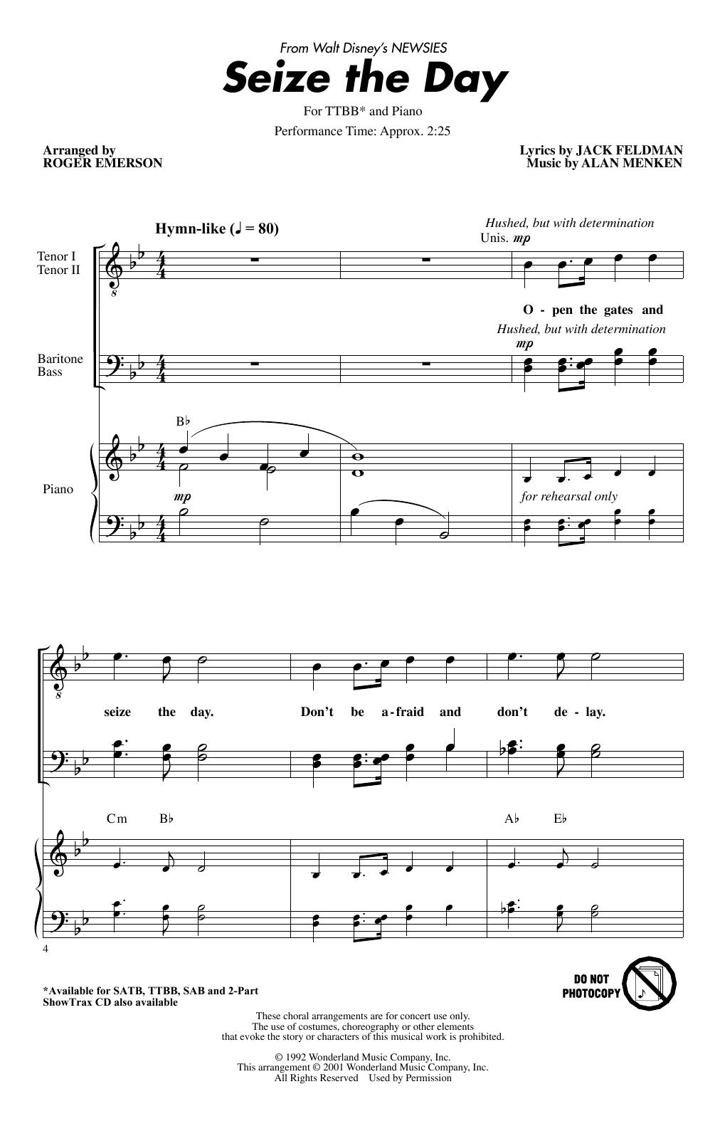 Download Alan Menken Seize The Day (from Newsies) (arr. Roge Sheet Music