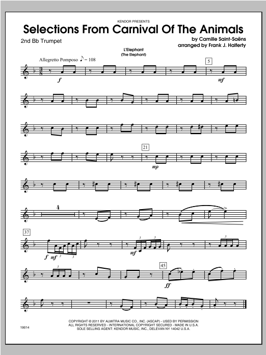 Download Halferty Selections From Carnival Of The Animals Sheet Music