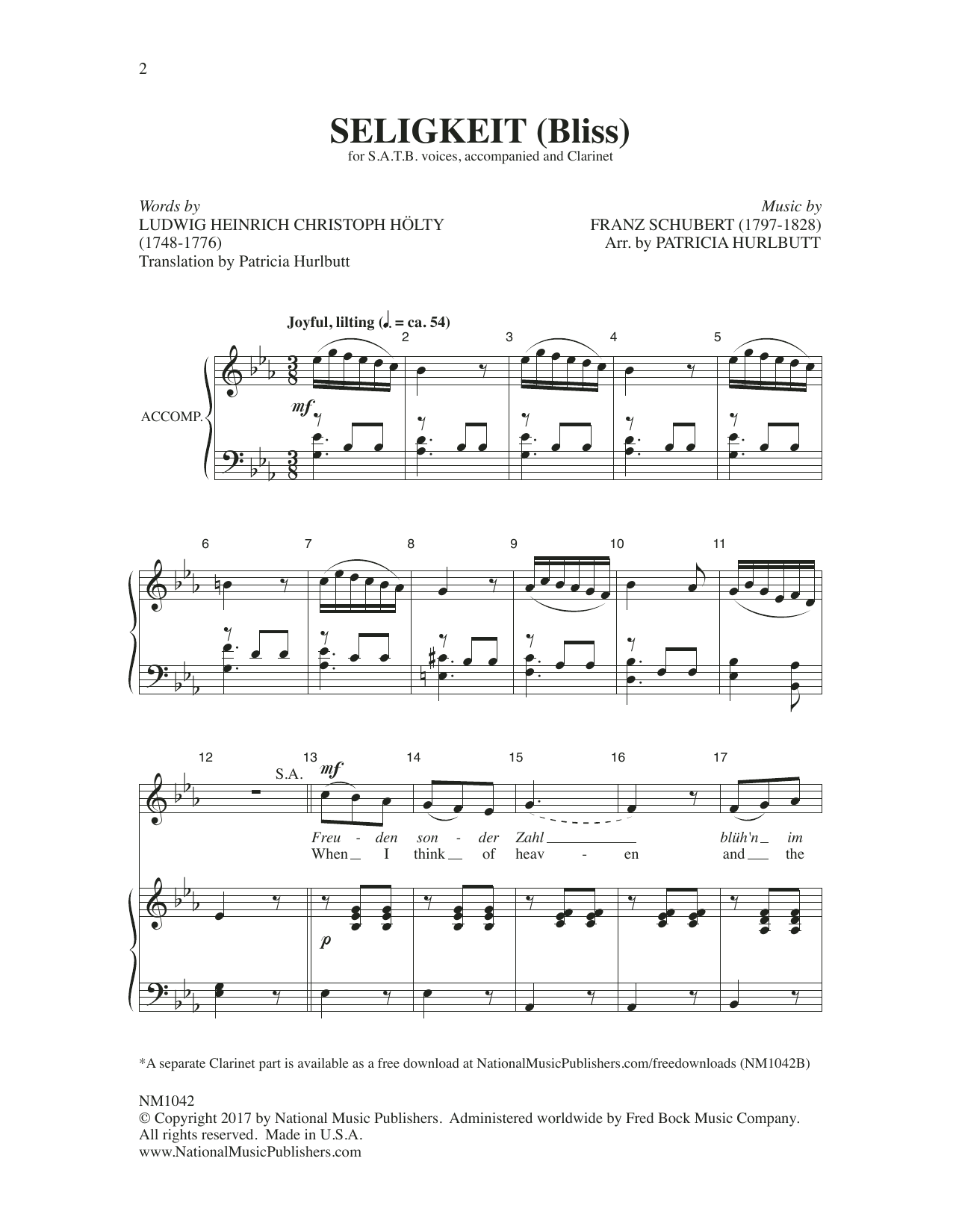 Download Franz Schubert Seligkeit (Bliss) Sheet Music