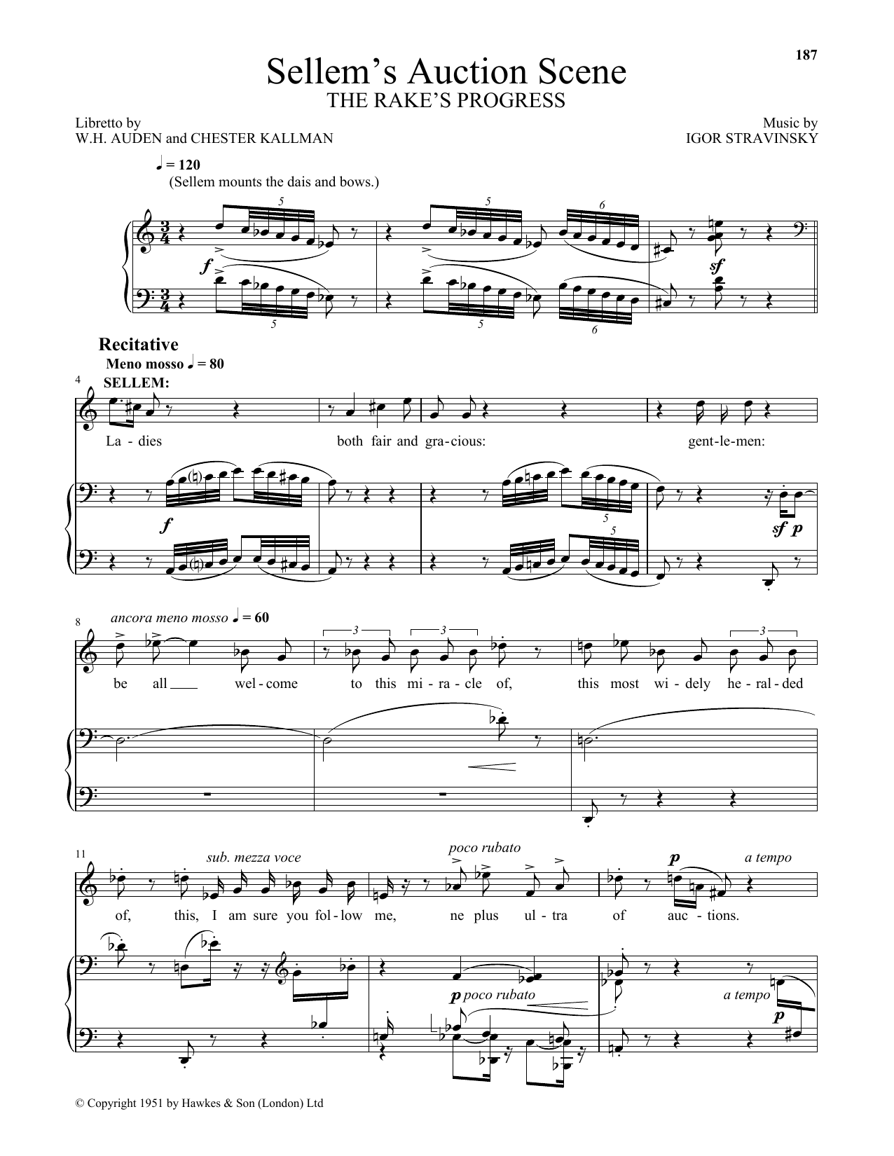 Download Igor Stravinsky Sellem's Auction Scene Sheet Music