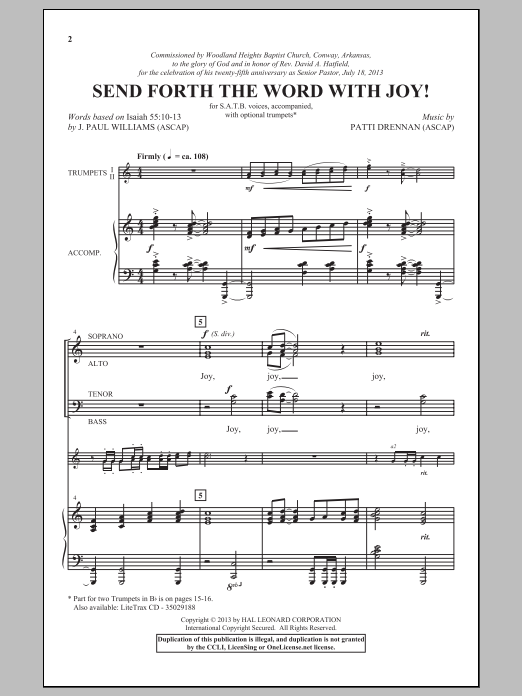 Download Patti Drennan Send Forth The Word With Joy! Sheet Music