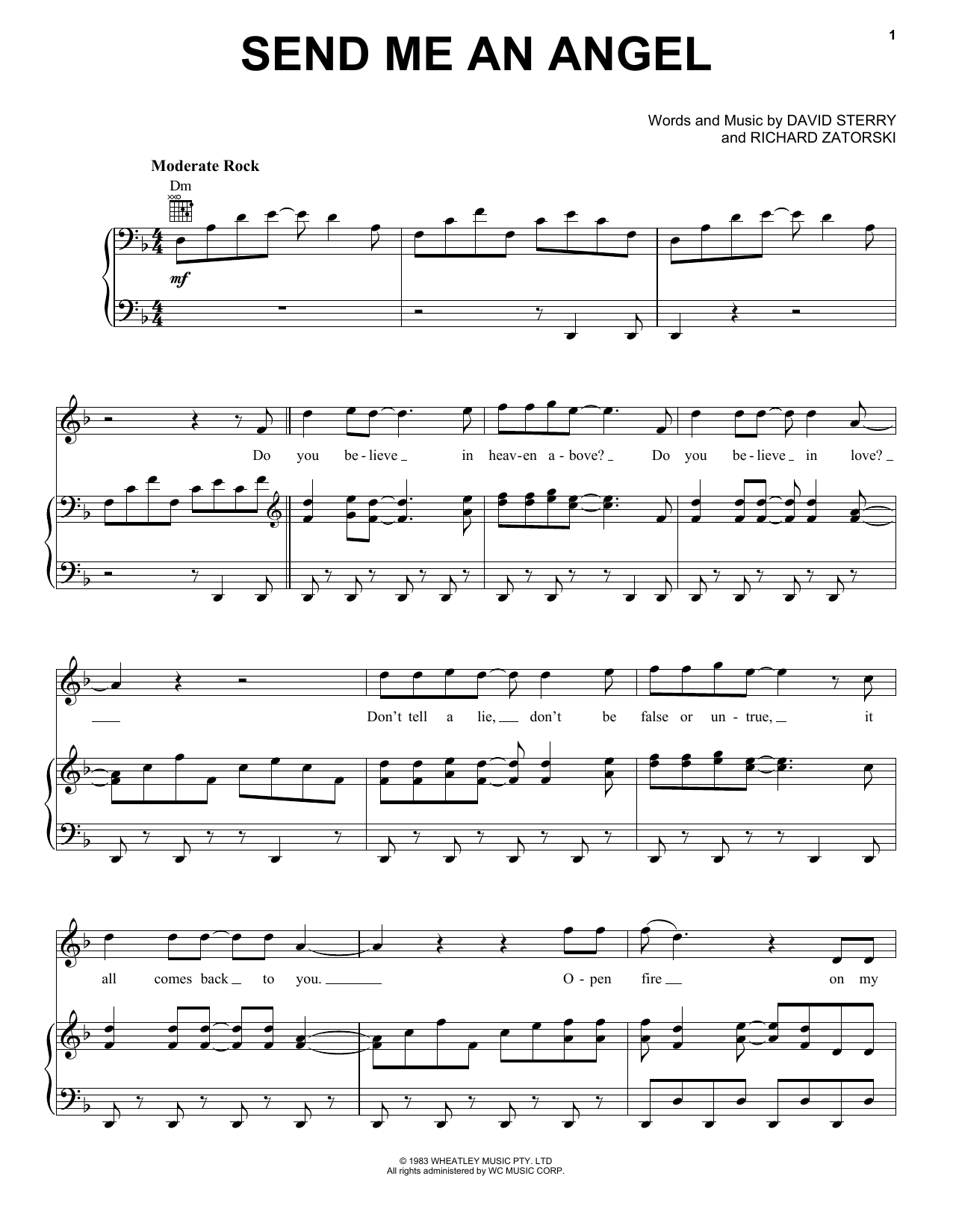 Download Real Life Send Me An Angel Sheet Music