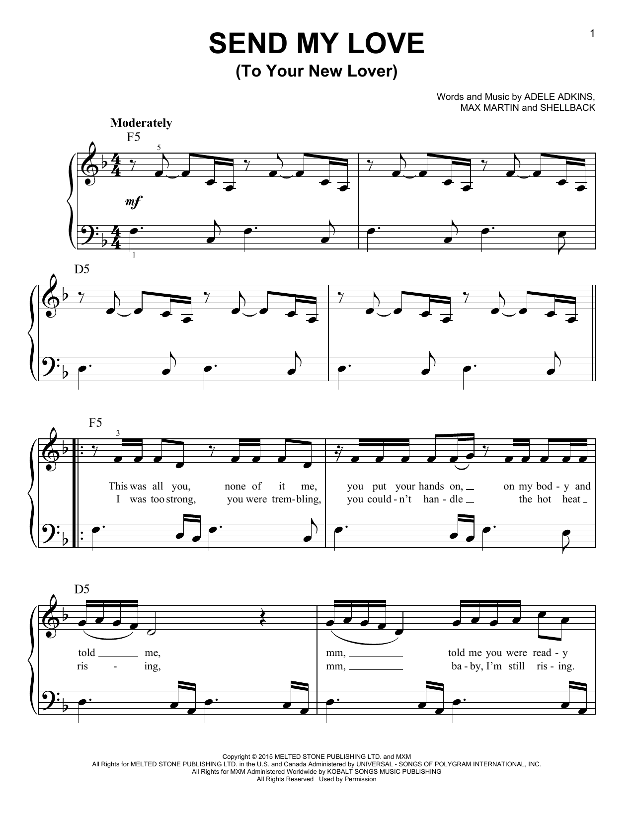 Download Adele Send My Love (To Your New Lover) Sheet Music