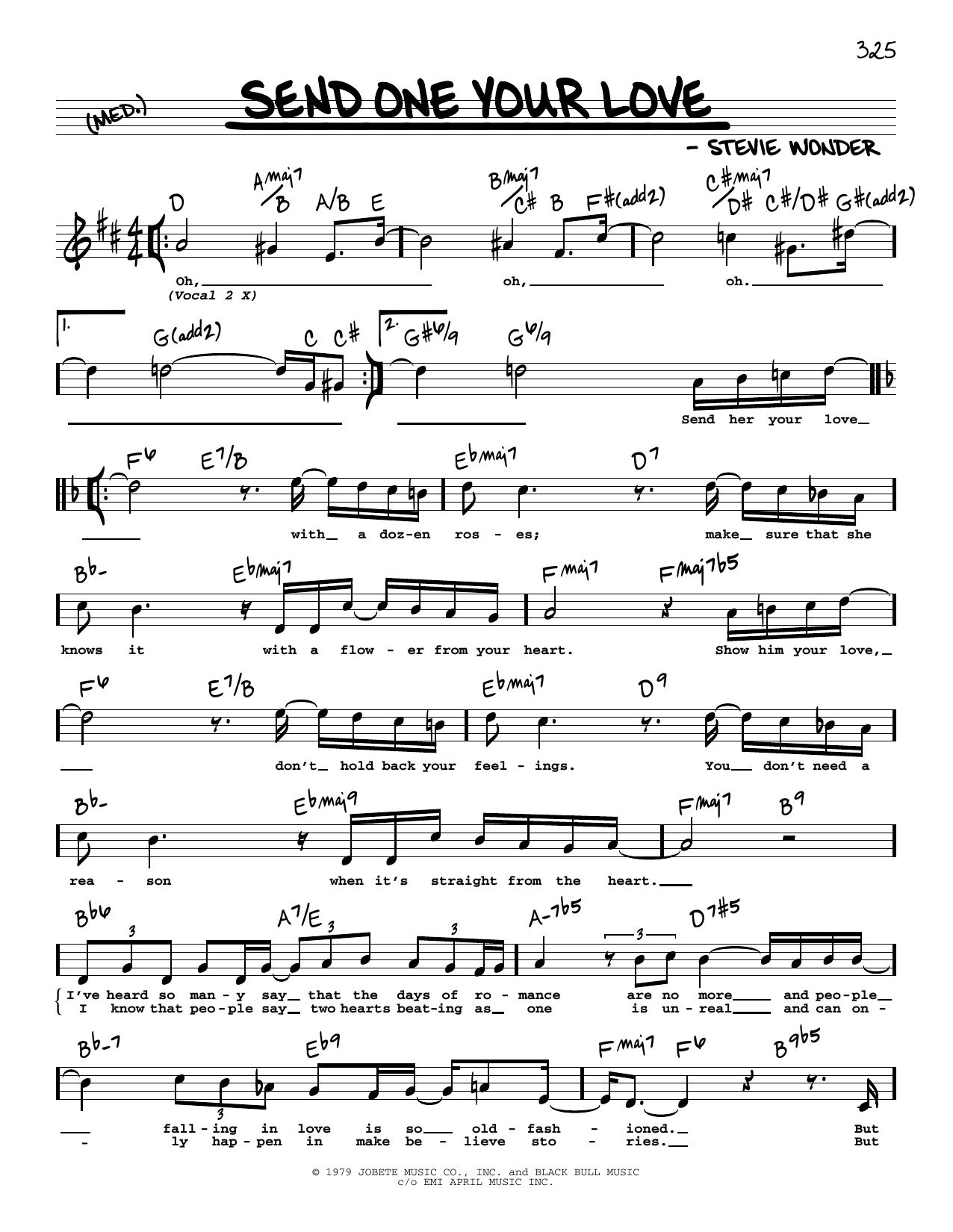 Download Stevie Wonder Send One Your Love (High Voice) Sheet Music