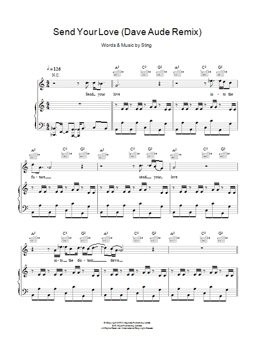 Download Sting Send Your Love (Dave Aude Remix) Sheet Music