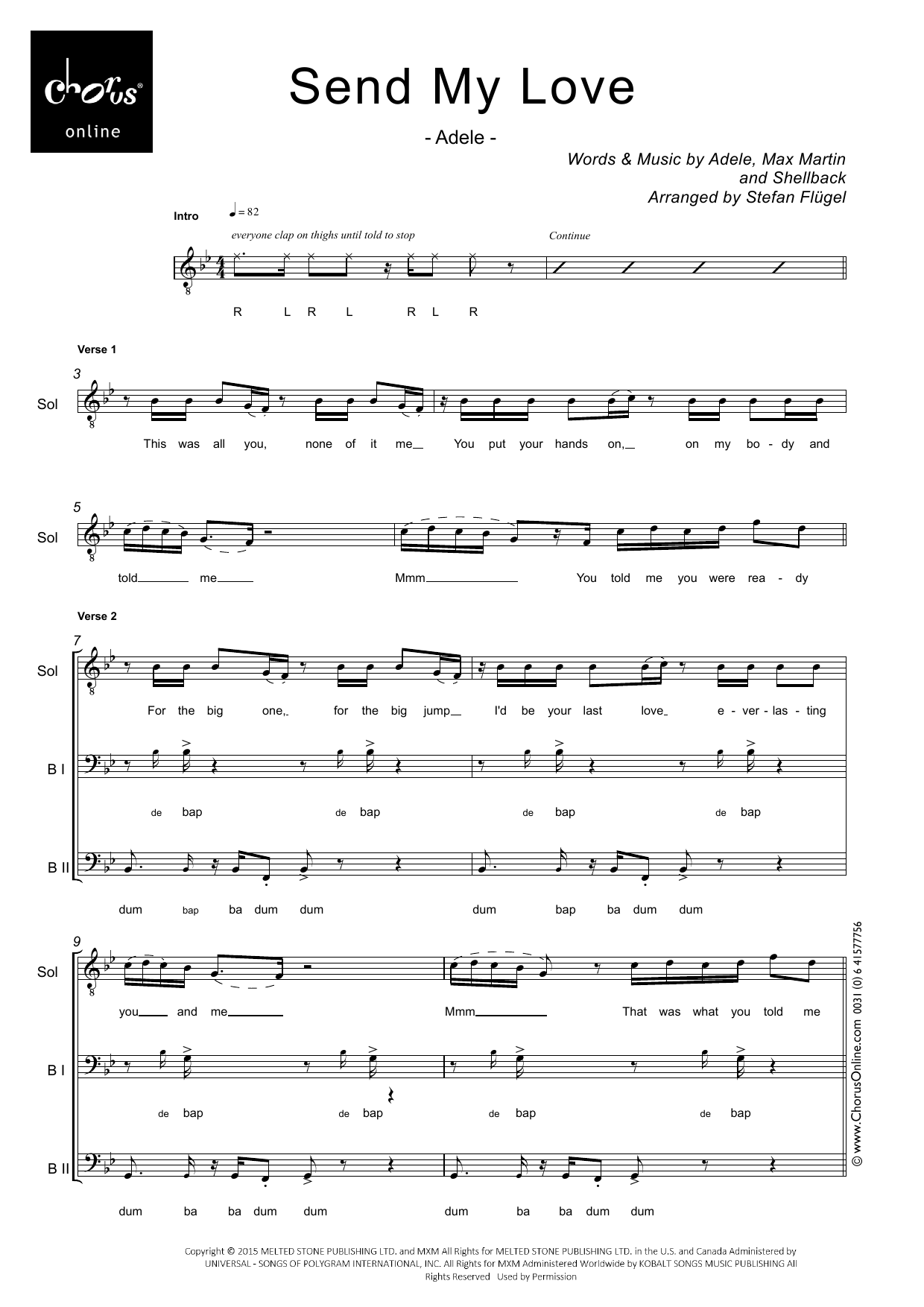 Adele Send My Love (To Your New Lover) (arr. Stefan Flügel) sheet music notes printable PDF score