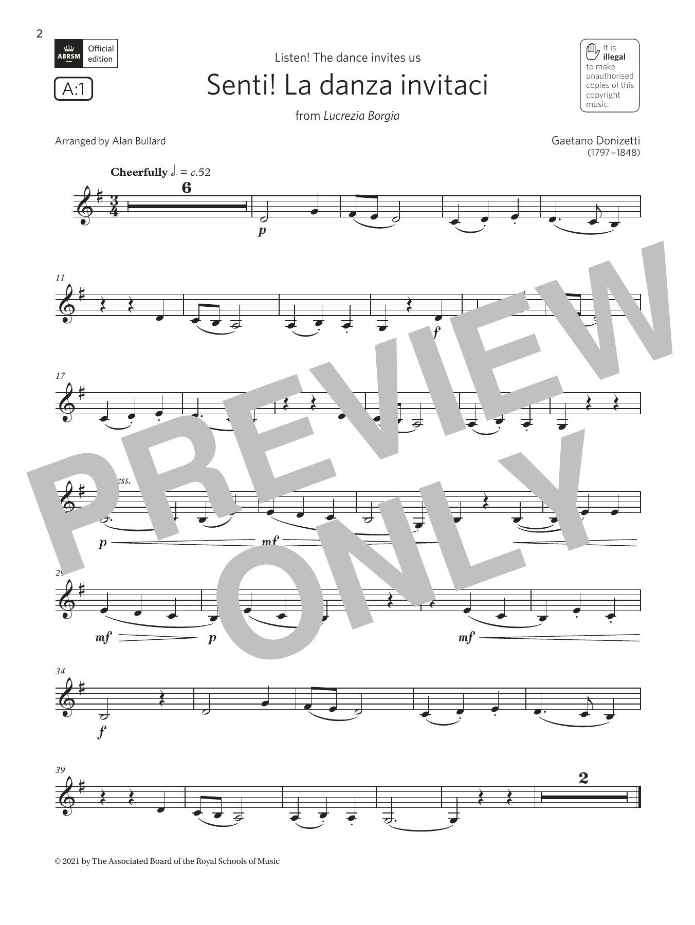 Download Gaetano Donizetti Senti! La danza invitaci (Grade 1 List Sheet Music