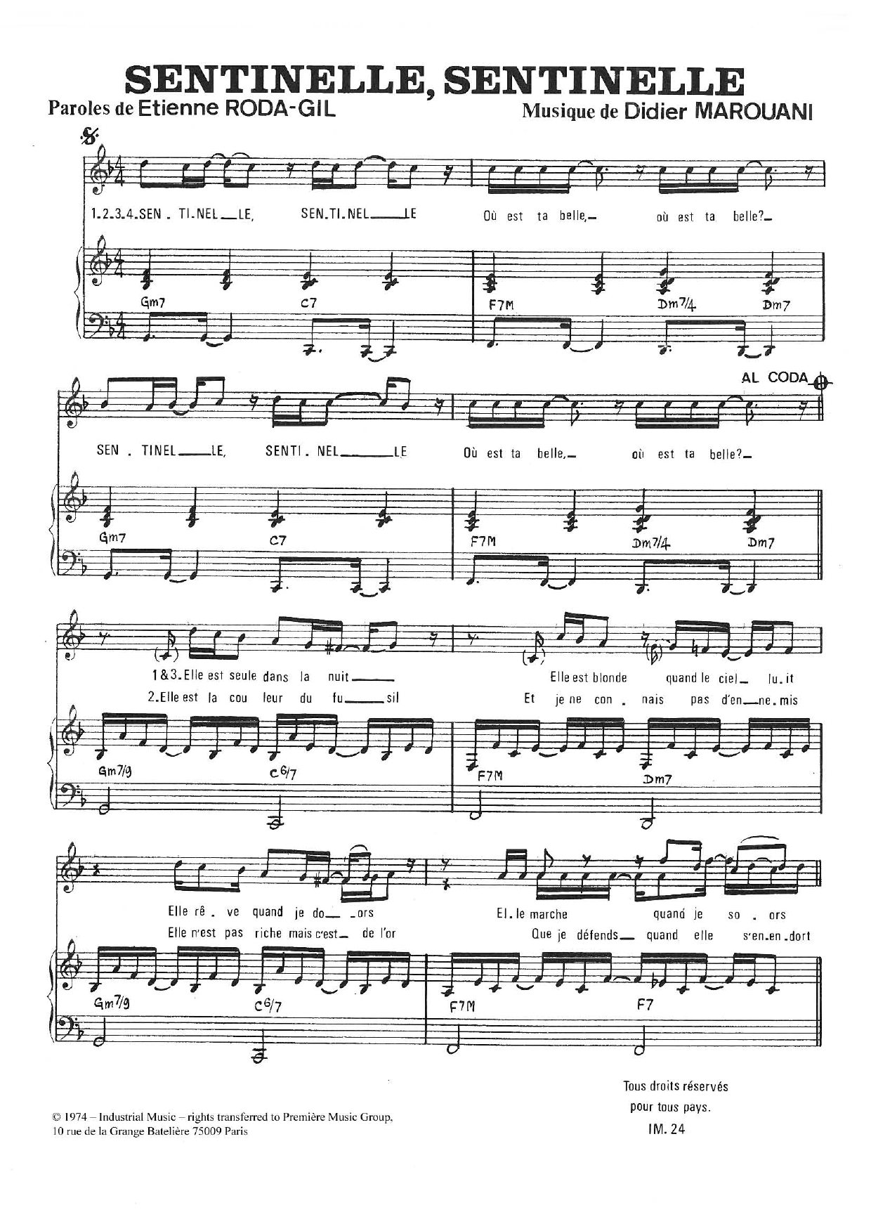 Download Didier Marouani Sentinelle, Sentinelle Sheet Music