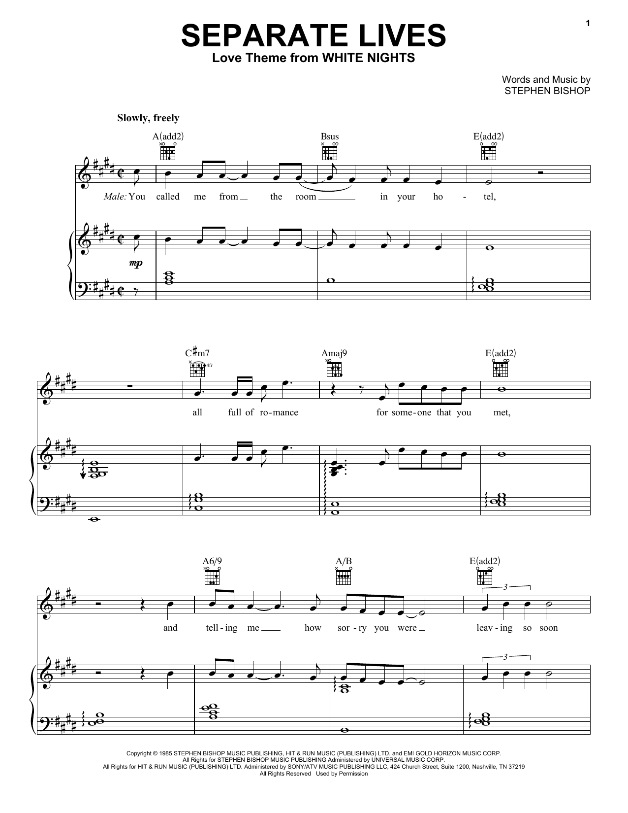 Download Phil Collins Separate Lives Sheet Music