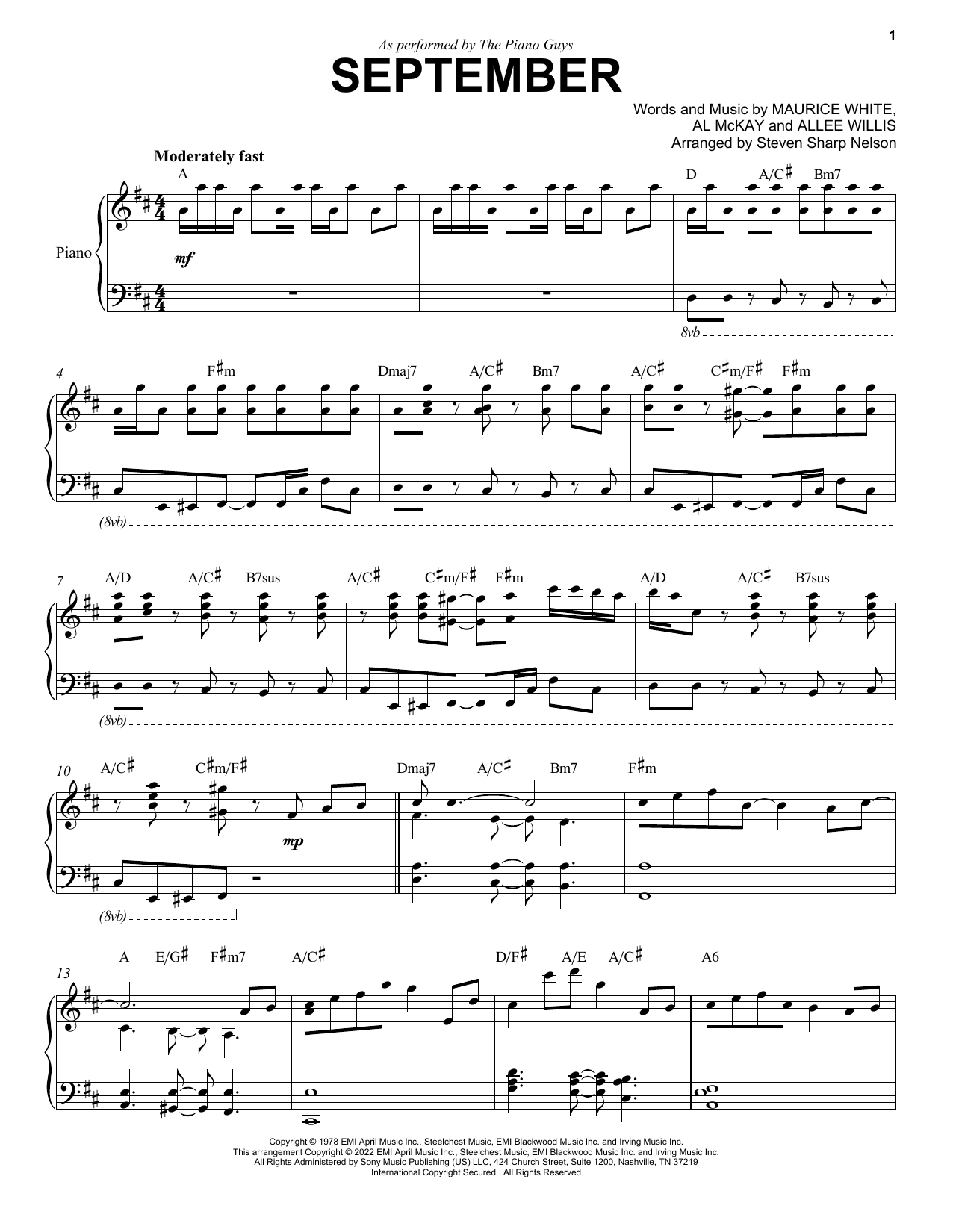 Download The Piano Guys September Sheet Music