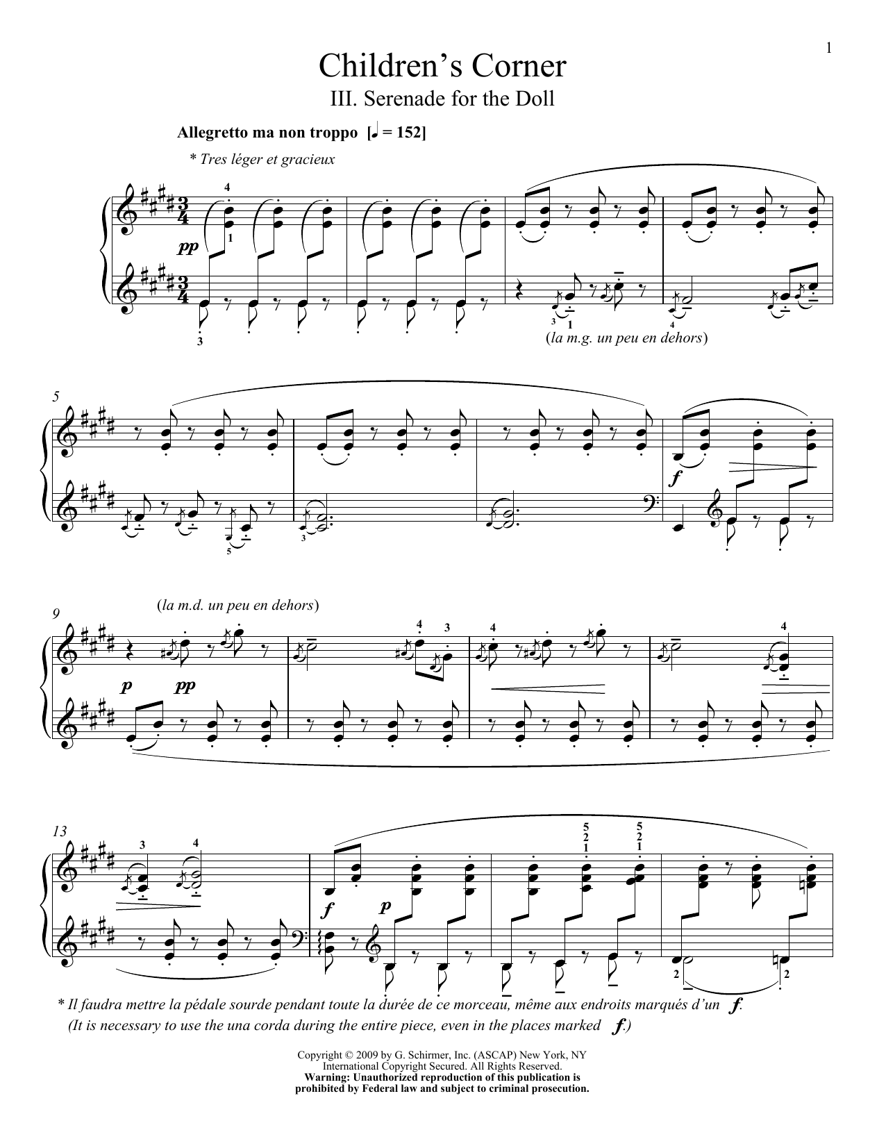 Download Claude Debussy Serenade For The Doll Sheet Music