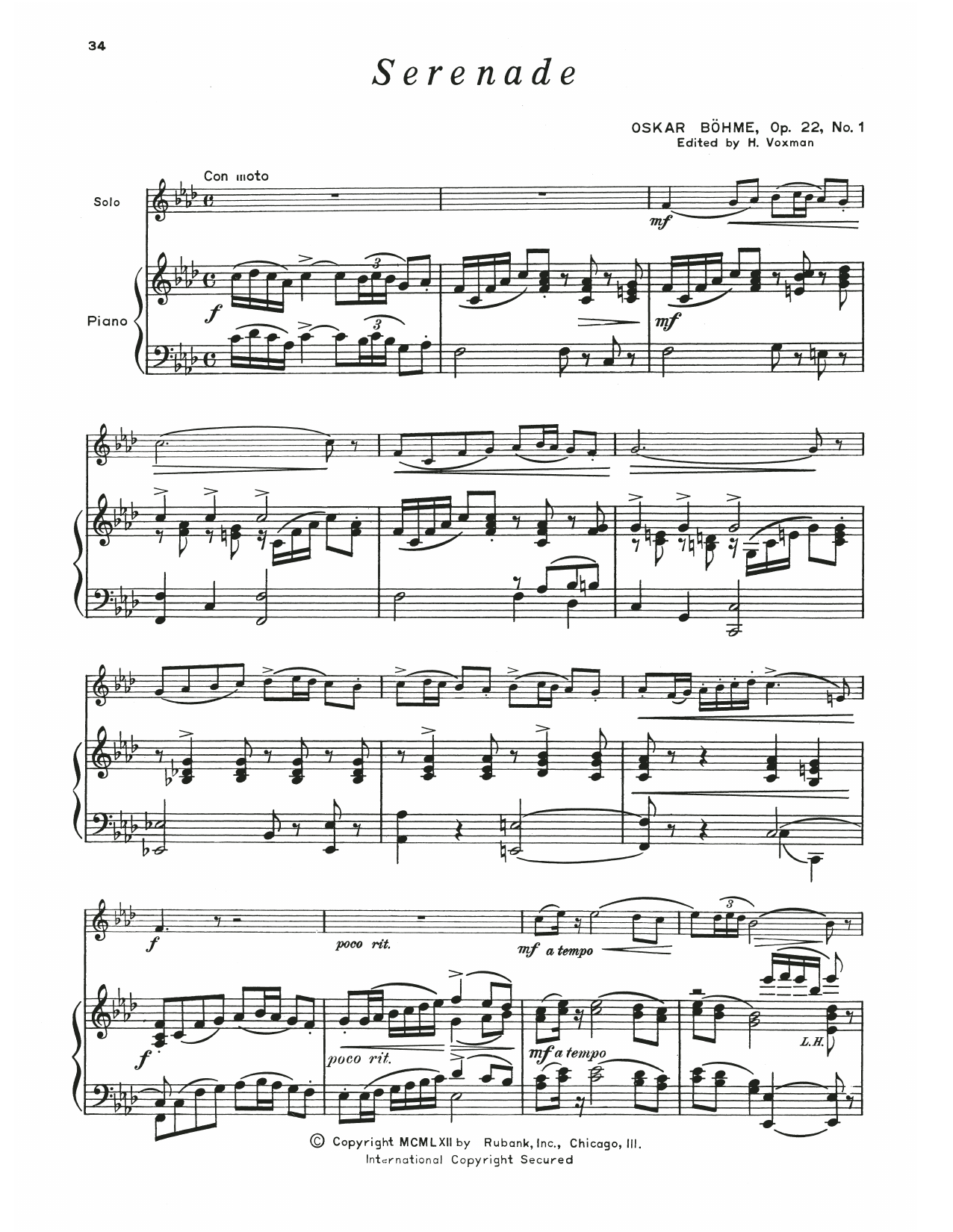 Download Oskar Böhme Serenade Op. 22 No. 1 Sheet Music